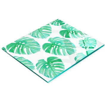 shumee Dekorativna kuhinjska deska za rezanje iz kaljenega stekla Monstera 60x52 cm