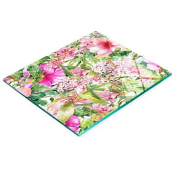shumee Kaljena večnamenska dekorativna steklena tabla s cvetličnim vzorcem 60x52 cm