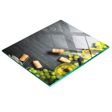 shumee Elegantna in trpežna steklena tabla s potiskom belega vina in sadja 60x52 cm