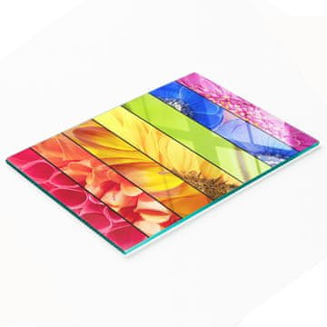 shumee Dekorativna steklena servirna deska za prigrizke z barvitim cvetjem 80x52 cm