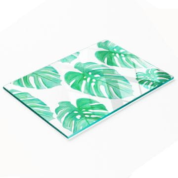 shumee Dekorativna kuhinjska deska za rezanje iz kaljenega stekla Monstera 80x52 cm