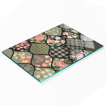shumee Kaljena večnamenska dekorativna steklena tabla s cvetličnim vzorcem 80x52 cm