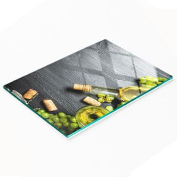 shumee Elegantna in trpežna steklena tabla s potiskom belega vina in sadja 80x52 cm