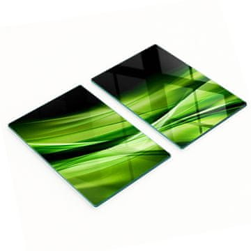 shumee Komplet dveh dekorativnih steklenih kuhinjskih desk Zeleni valovi 2x40x52 cm