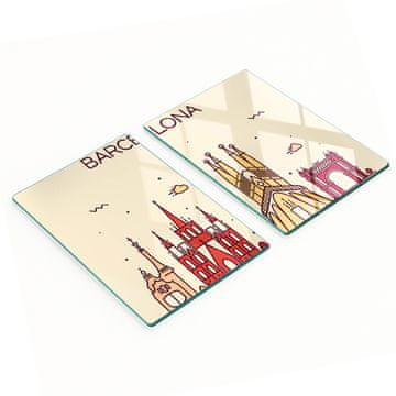 shumee Steklene kuhinjske deske za rezanje z grafičnim napisom Barcelona 2x40x52 cm
