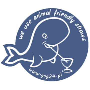 GSG24 Nalepka za vrata lokala: papirnate slamice »We Use Animal Friendly Straws«, 12 x 10 cm