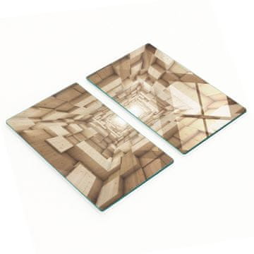 shumee Elegantne in trpežne steklene table s potiskanim lesenim tunelom 2x30x52 cm