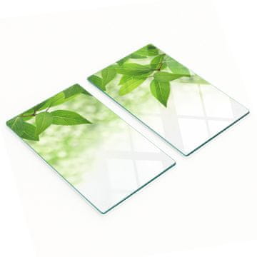 shumee Dekorativne steklene kuhinjske deske za rezanje z zelenimi listi 2x30x52 cm