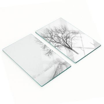 shumee Komplet dveh dekorativnih steklenih kuhinjskih desk Zimsko drevo 2x30x52 cm