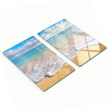 shumee Komplet dveh dekorativnih steklenih kuhinjskih desk Beach Hawaii 2x30x52 cm
