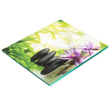 shumee Elegantna in trpežna steklena tabla z vzorcem lotosa in zen kamnov 60x52 cm