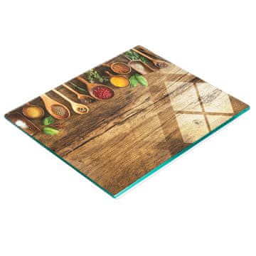 shumee Dekorativna steklena deska za rezanje in serviranje začimb in lesa 60x52 cm