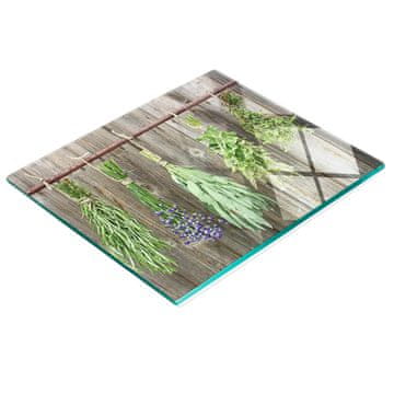 shumee Dekorativna deska za rezanje iz kaljenega stekla z zeliščno vrvico 60x52 cm