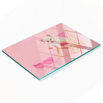 shumee Kuhinjska deska iz kaljenega stekla z dekorativno grafiko za mačke 80x52 cm