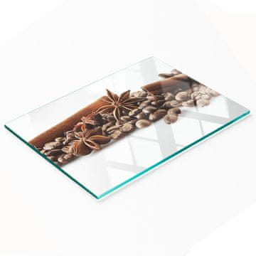 shumee Trpežna in elegantna steklena tabla z vzorcem kavnih zrn in cimeta 80x52 cm