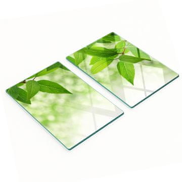 shumee Dekorativne steklene kuhinjske deske za rezanje z zelenimi listi 2x40x52 cm