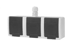 Elektro-Plast Aquant 2K trojna nadometna vtičnica z ozemljitvijo 3x2P+Z IP65 siva 5043-65