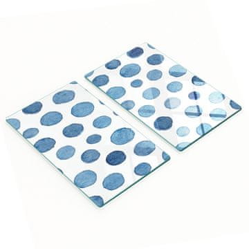 shumee Elegantne in trpežne steklene table z modrim pikčastim potiskom 2x30x52 cm