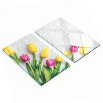shumee Dekorativne steklene kuhinjske deske za rezanje Rumeni tulipani 2x30x52 cm