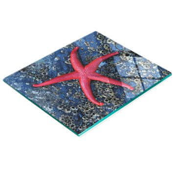 shumee Dekorativna kaljena steklena deska za rezanje Rdeča morska zvezda 60x52 cm
