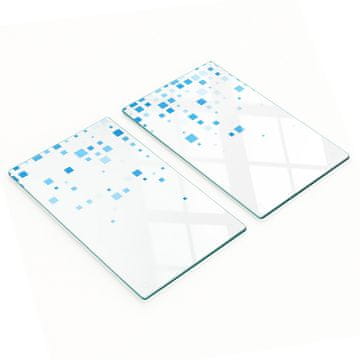 shumee Trpežne in elegantne steklene table z modrim kvadratnim vzorcem 2x30x52 cm