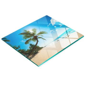 shumee Dekorativna steklena deska za rezanje in serviranje Tropska plaža 60x52 cm