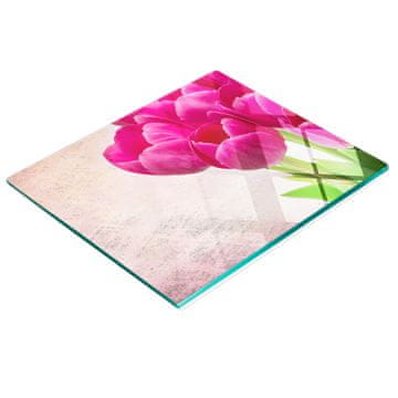 shumee Dekorativna deska za rezanje iz kaljenega stekla z roza tulipanom 60x52 cm