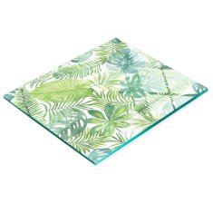 shumee Dekorativna steklena deska za rezanje in serviranje Tropski listi 60x52 cm