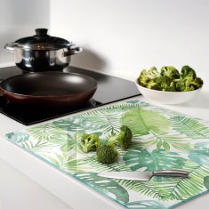 shumee Dekorativna steklena deska za rezanje in serviranje Tropski listi 60x52 cm
