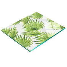 shumee Dekorativna steklena deska za rezanje in serviranje Tropski listi 60x52 cm