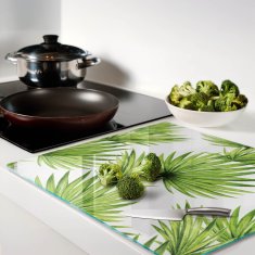 shumee Dekorativna steklena deska za rezanje in serviranje Tropski listi 60x52 cm
