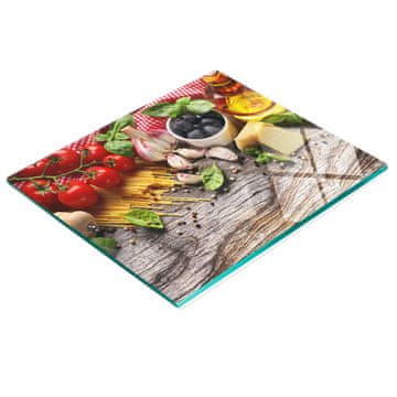 shumee Dekorativna steklena kuhinjska deska za rezanje italijanske hrane 60x52 cm