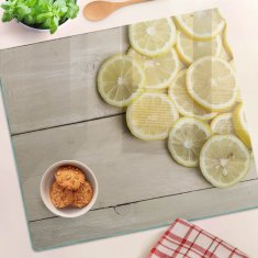 shumee Dekorativna steklena deska za rezanje in serviranje, limonin les, 60x52 cm