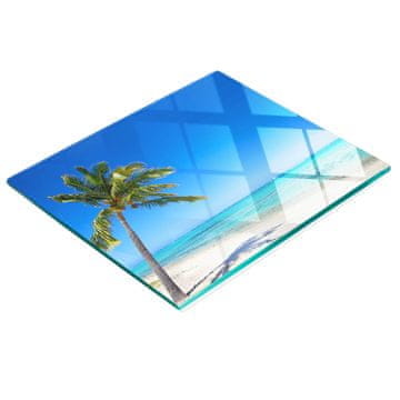 shumee Dekorativna steklena deska za rezanje in serviranje Tropska plaža 60x52 cm