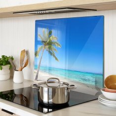 shumee Dekorativna steklena deska za rezanje in serviranje Tropska plaža 60x52 cm