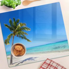 shumee Dekorativna steklena deska za rezanje in serviranje Tropska plaža 60x52 cm