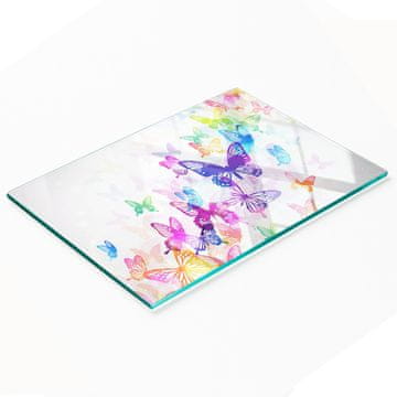 shumee Steklena dekorativna servirna deska za prigrizke, pisani metulji, 80x52 cm
