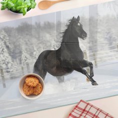 shumee Dekorativna steklena deska za rezanje z grafiko snežnega konjička 80x52 cm
