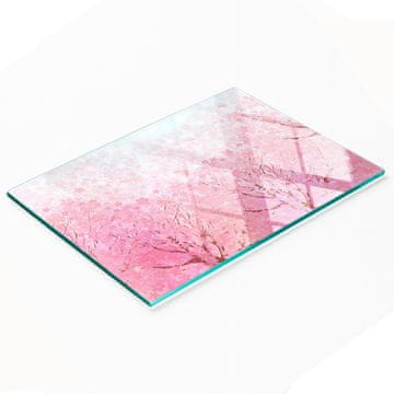 shumee Kuhinjska večnamenska dekorativna steklena tabla Češnjevi cvetovi 80x52 cm