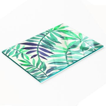 shumee Dekorativna steklena kuhinjska deska za rezanje s tropskimi listi 80x52 cm
