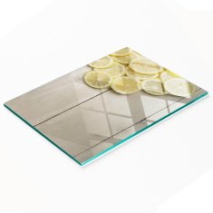 shumee Dekorativna steklena deska za rezanje in serviranje, limonin les, 80x52 cm