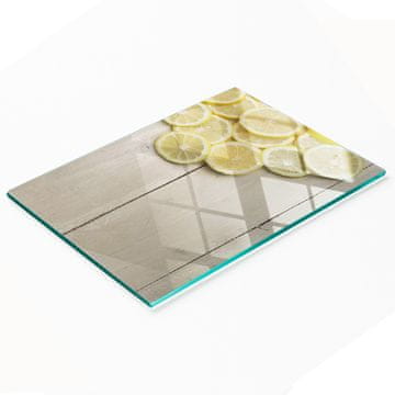 shumee Dekorativna steklena deska za rezanje in serviranje, limonin les, 80x52 cm