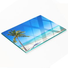 shumee Dekorativna steklena deska za rezanje in serviranje Tropska plaža 80x52 cm