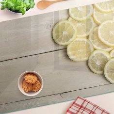 shumee Dekorativna steklena deska za rezanje in serviranje, limonin les, 80x52 cm