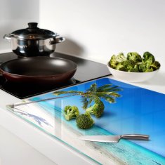 shumee Dekorativna steklena deska za rezanje in serviranje Tropska plaža 80x52 cm