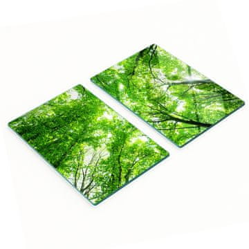 shumee Komplet dveh dekorativnih steklenih kuhinjskih desk Zeleni gozd 2x40x52 cm
