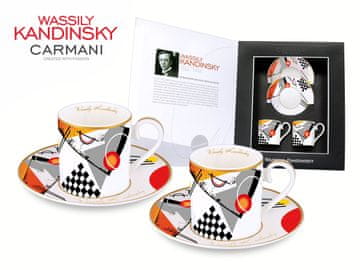 Carmani KOMPLET 2 SKODELIC ZA ESPRESSO WASSILY KANDINSKY ORANGE 1923 PORCELAN