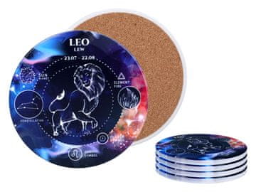 Carmani Komplet 4 okroglih keramičnih podstavkov - Zodiakalni znaki, Lev (carmani)
