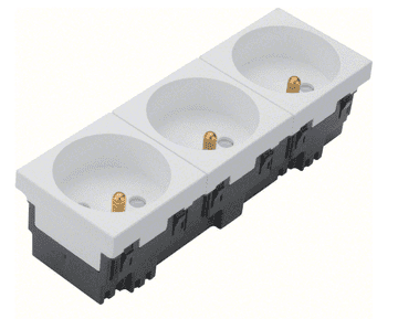 tehalit.GB-EG Vtičnica z/brez 33 stopinj trojna 45x45 mm brez halogena bela EER3339010