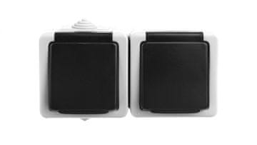 Kanlux Tekno Hermetična dvojna vtičnica 2x2P+0 s kontaktnim zaklopom 16A 250V siva IP54 25357